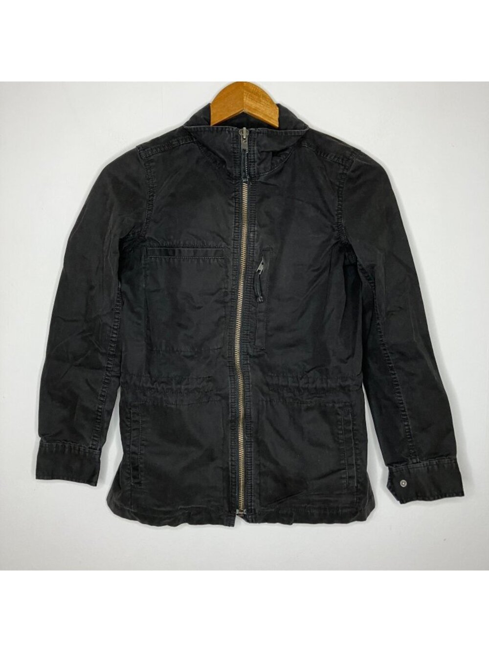 Madewell Women's XS Black Cotton Full Zip Utility Anorak Jacket Drawstring Waist